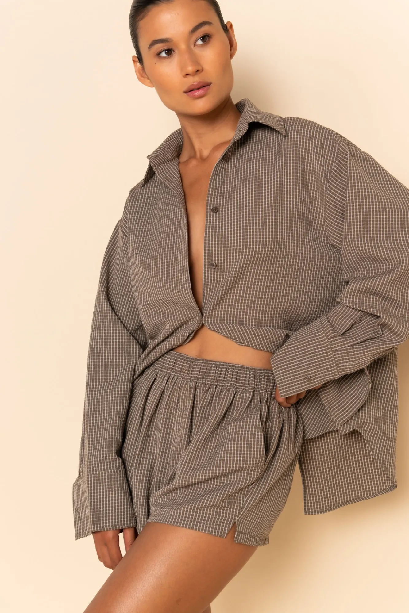 ELCE Swim Selalu|Tops-JOSEFINA SHIRT - ESPRESSO